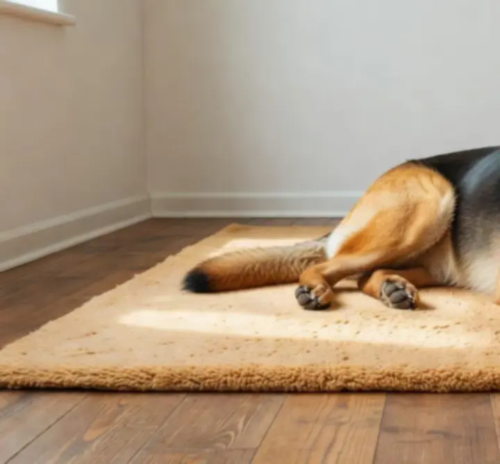 Spokojna scena domowa - pies relaksujący się w salonie